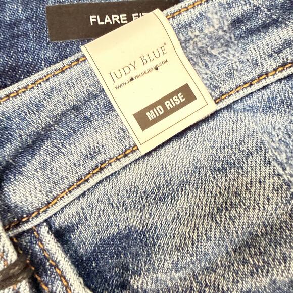 NWT Judy Blue Inseam Panel Flare Jeans Mid Rise Stretch Womens Size 11/30 - Picture 6 of 13